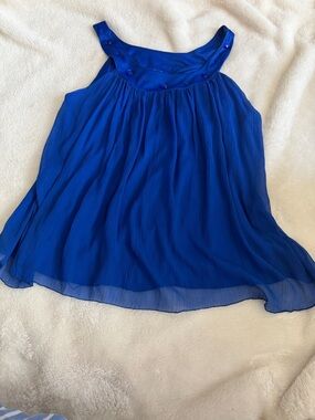 Signature by Levi Strauss Royal Blue Sleeveless Pleated Chiffon Top